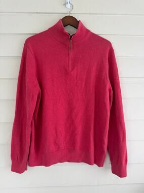 J.Crew 100% Cotton Quarter Zip Pullover Women XL Flamingo Pink Coral Red Sweater
